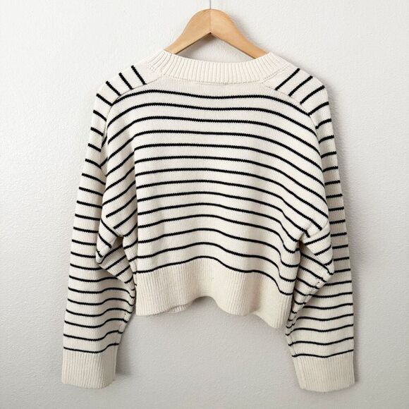 ZARA | Black Cream Ivory Knit Sweater Boxy High Neck Oversized | Size Medium - Picture 5 of 8